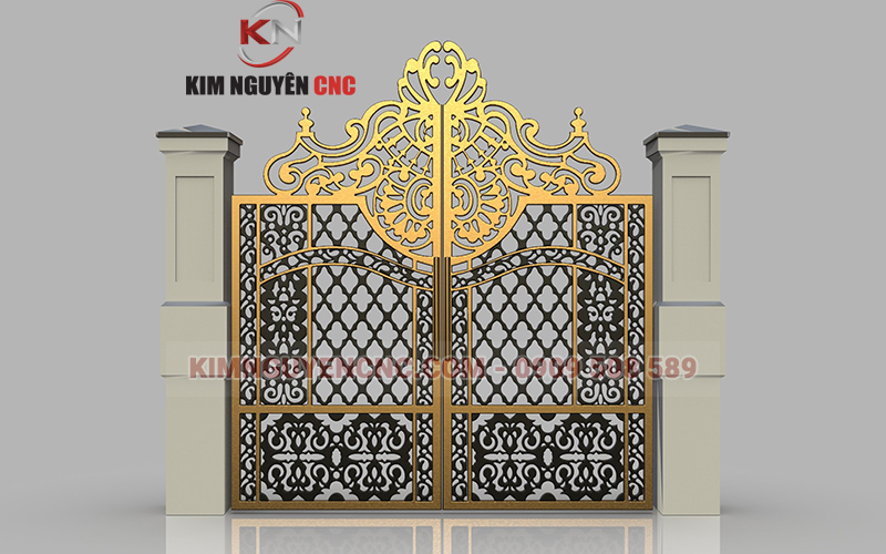 Mẫu cửa cổng sắt CNC đẹp Kim Nguyên