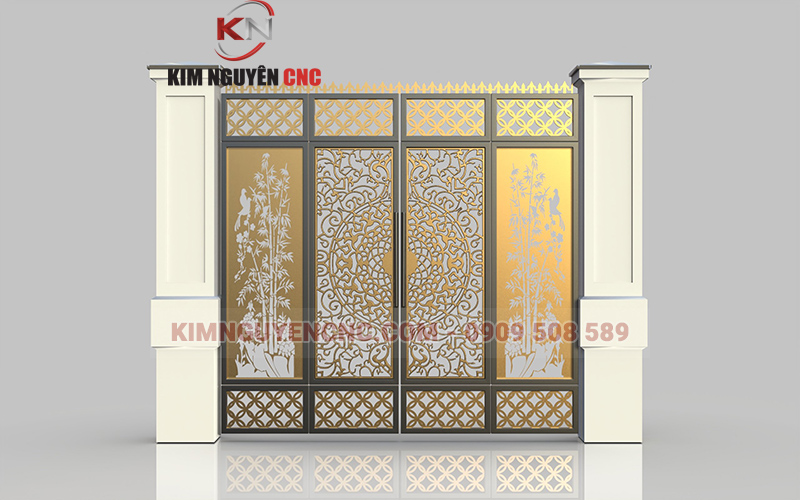 Mẫu cửa cổng sắt CNC đẹp Kim Nguyên